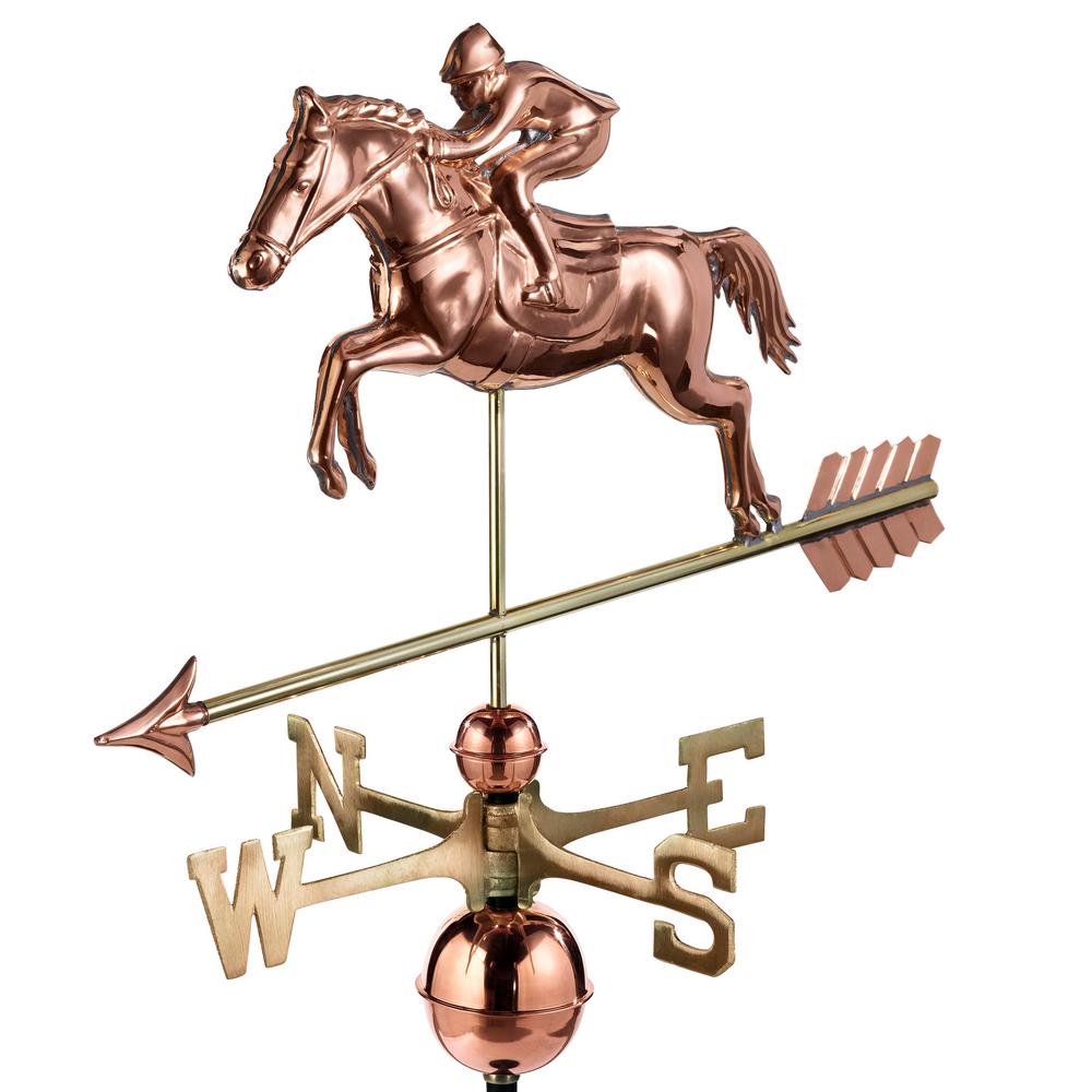 Jumping Horse and Rider Weathervane - Pure Copper